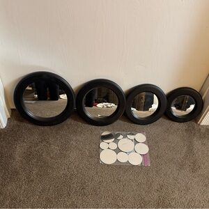 Black Circular Wall Mirror Decor Set